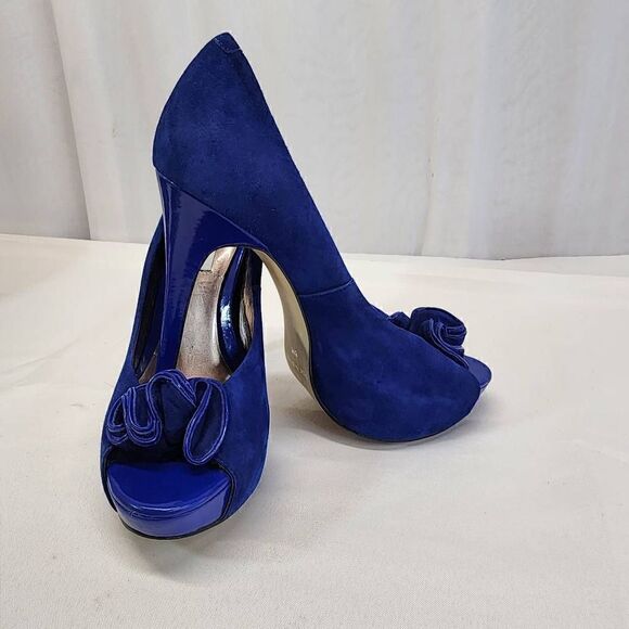 Steve Madden Regaal Platform Pumps Jeels Blue  Suede Size 8 - Picture 3 of 12